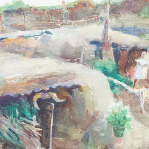 Georg Wolf (1882 - 1962) - "Beobachtungsposten bei den Bunkern in der Kiesgrube bei Chevreux", 1915