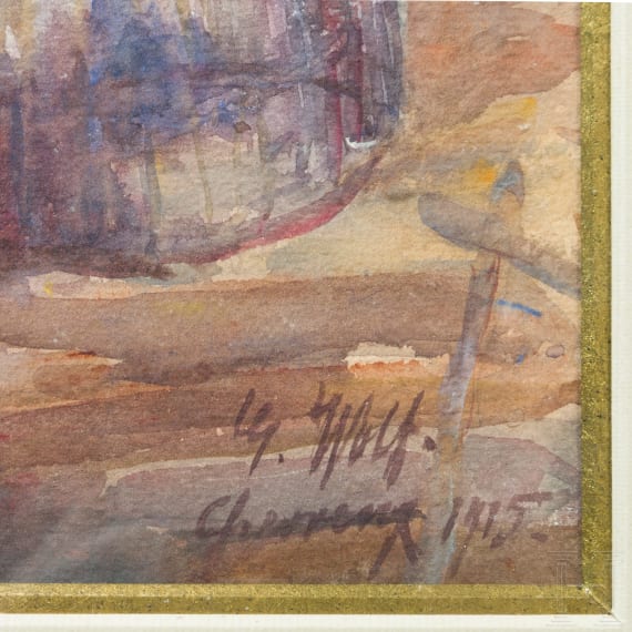 Georg Wolf (1882 - 1962) - "Beobachtungsposten bei den Bunkern in der Kiesgrube bei Chevreux", 1915