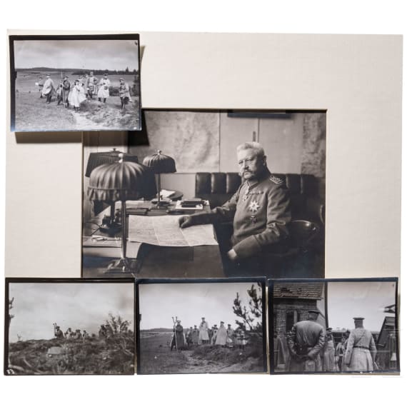 GFM Paul von Hindenburg (1847 - 1934) - signiertes Portraitfoto mit &Uuml;bersendungsschreiben sowie f&uuml;nf weitere Fotos