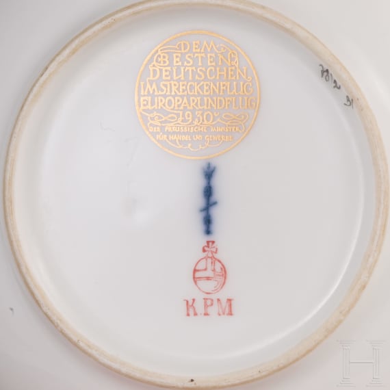 Reinhold Poss (1897 - 1933) - pers&ouml;nliches 109-teiliges KPM-Porzellanservice als Siegerpreis im Streckenflug/Europarundflug 1930