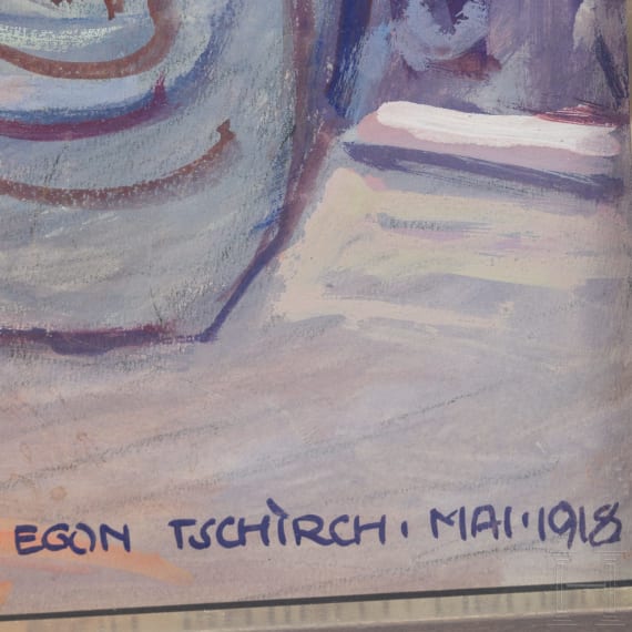 Egon Tschirch (1889 - 1948) - Portrait seines Bruders, Fliegerleutnant Hans Tschirch, datiert Mai 1918