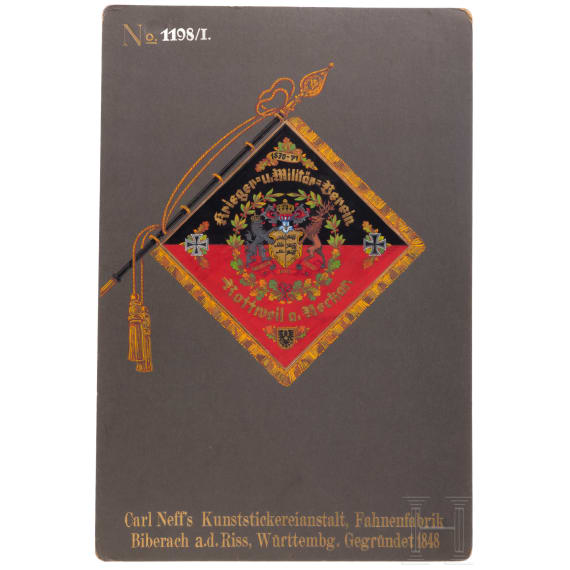 Schutztruppen- und Kolonialverein Ludwigsburg - handgezeichneter Fahnenentwurf und weiterer Entwurf, Anfang 20. Jhdt.