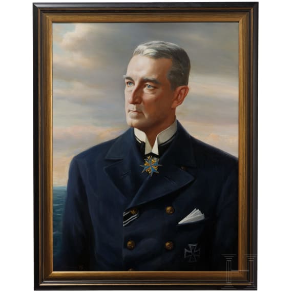 Portraitgem&auml;lde des erfolgreichsten U-Boot-Kommandanten im Ersten Weltkrieg, Kapit&auml;nleutnant Lothar von Arnauld de la Peri&egrave;re