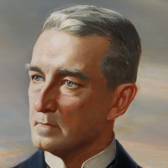 Portraitgem&auml;lde des erfolgreichsten U-Boot-Kommandanten im Ersten Weltkrieg, Kapit&auml;nleutnant Lothar von Arnauld de la Peri&egrave;re