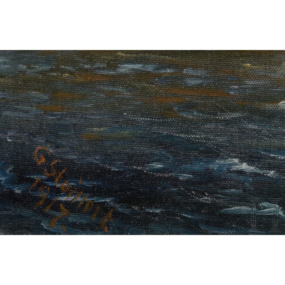 Deutsches U-Boot in der D&auml;mmerung, datiert 1917