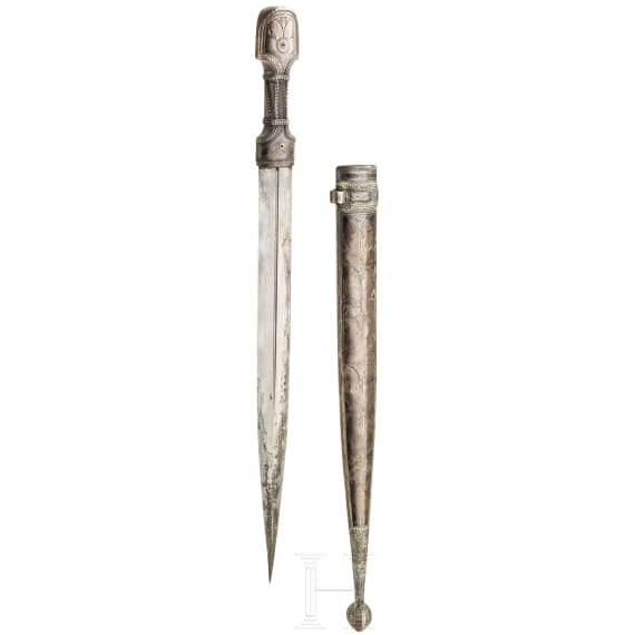 A silver mounted kinzal, Ottoman Empire, late 19th to early 20th century