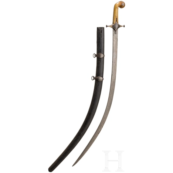 Shamshir mit feiner Klinge aus Wootzdamast, osmanisch/persisch, um 1800