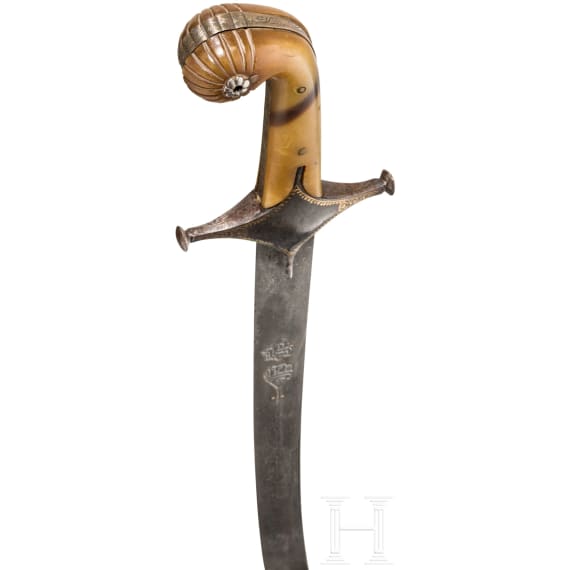 Shamshir mit feiner Klinge aus Wootzdamast, osmanisch/persisch, um 1800