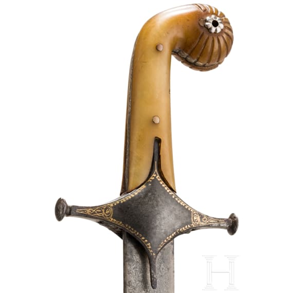 Shamshir mit feiner Klinge aus Wootzdamast, osmanisch/persisch, um 1800