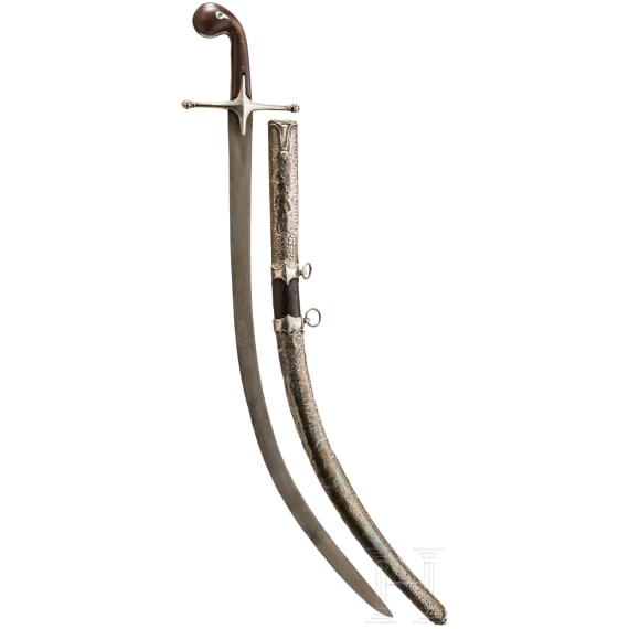 Silbermontierter Shamshir mit Rhinozeroshorngriff, osmanisch, um 1800