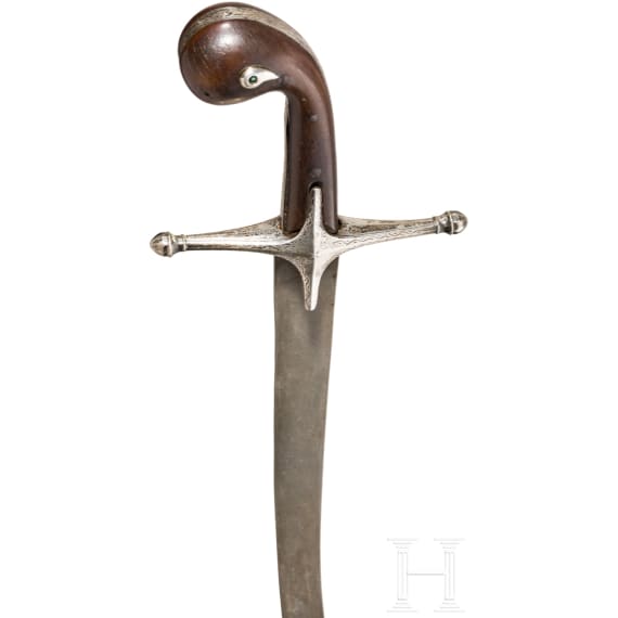 Silbermontierter Shamshir mit Rhinozeroshorngriff, osmanisch, um 1800