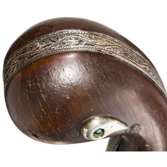 Silbermontierter Shamshir mit Rhinozeroshorngriff, osmanisch, um 1800