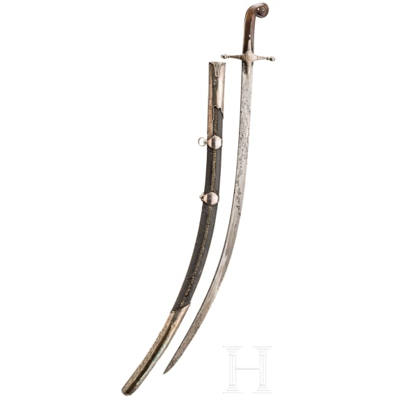 Silbermontierter Shamshir, osmanisch, um 1820