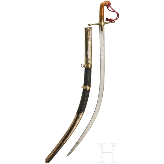 Silbermontierter Shamshir, osmanisch, 19. Jhdt.