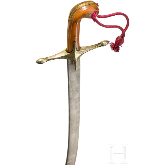 Silbermontierter Shamshir, osmanisch, 19. Jhdt.