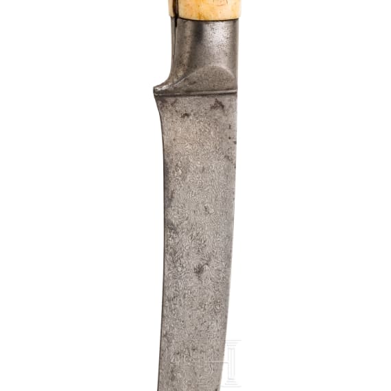 A Persian kard with Wootz blade and walrus handles, 1st half of the 19th century