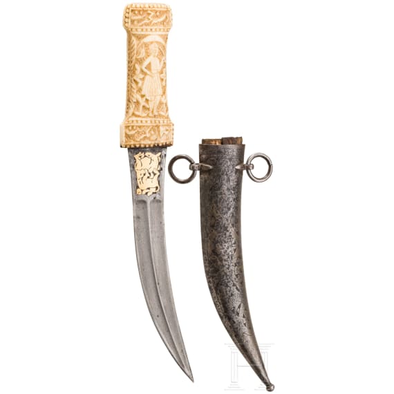 Kandschar mit Griff aus Walrosselfenbein, Persien, um 1800