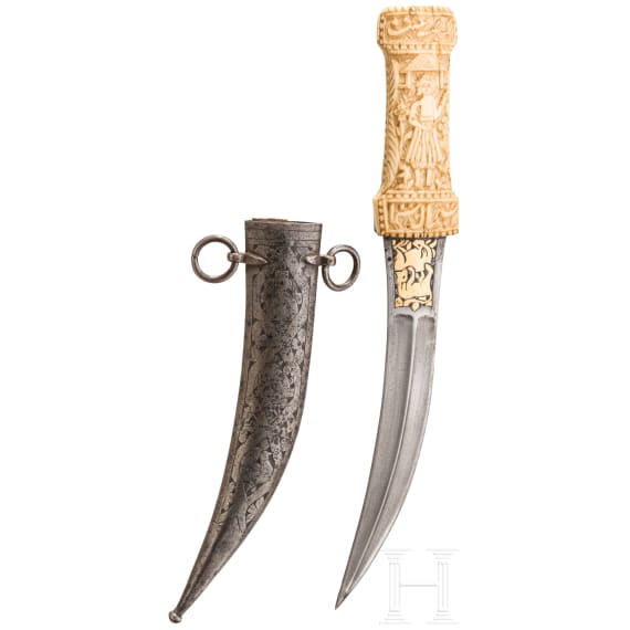 Kandschar mit Griff aus Walrosselfenbein, Persien, um 1800