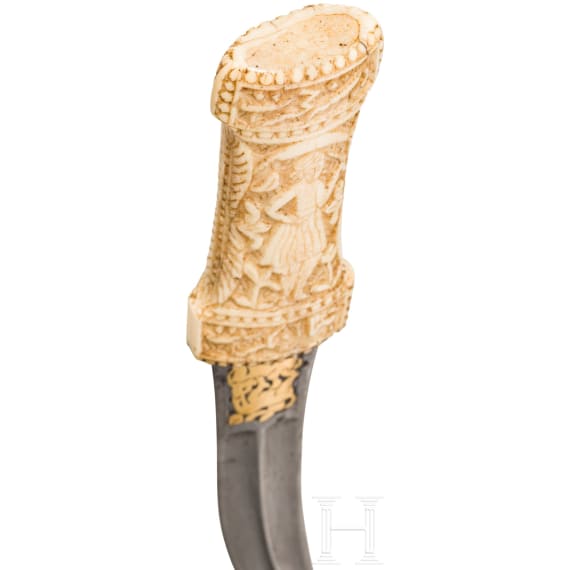 Kandschar mit Griff aus Walrosselfenbein, Persien, um 1800