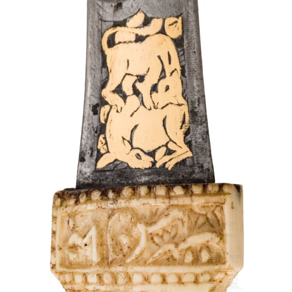 Kandschar mit Griff aus Walrosselfenbein, Persien, um 1800