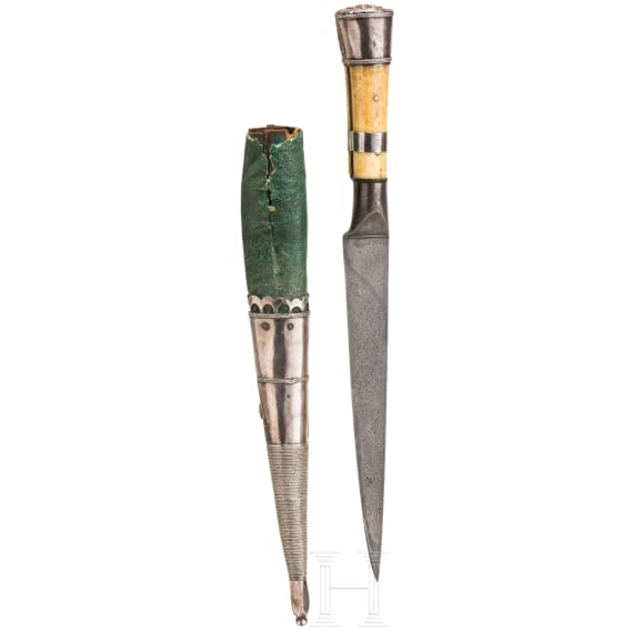 Silbermontierter und steinbesetzter Kard, Turkmenistan, 19. Jhdt.
