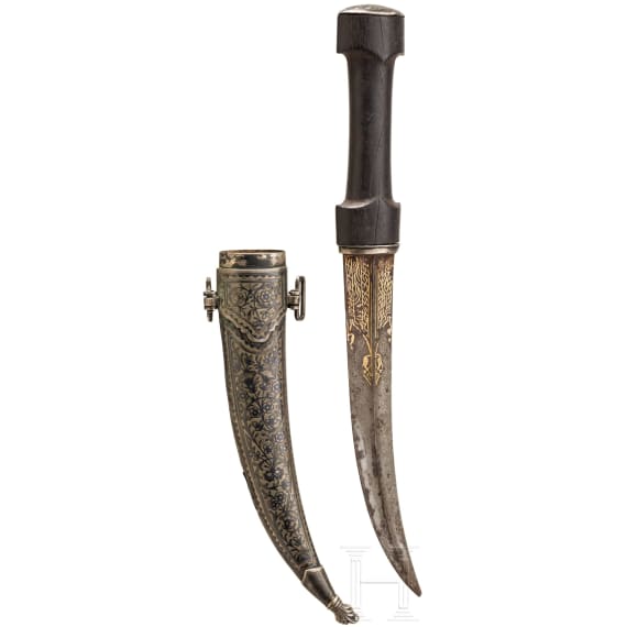 Kandjar mit niellierter Silberscheide, Turkestan, datiert 1899