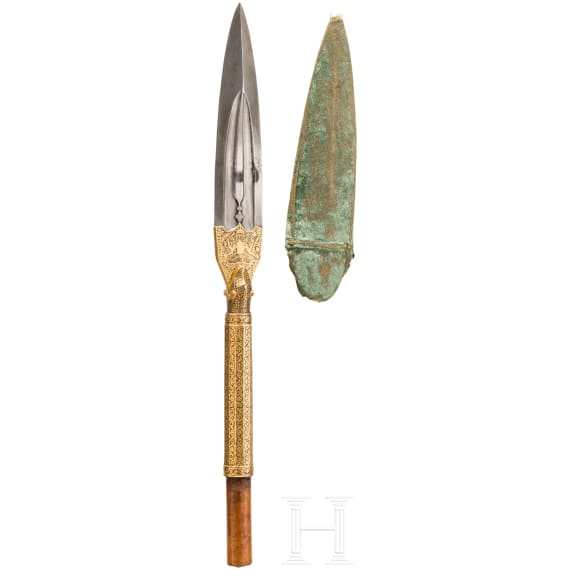 Goldtauschierter Speerkopf, Rajastan, um 1800