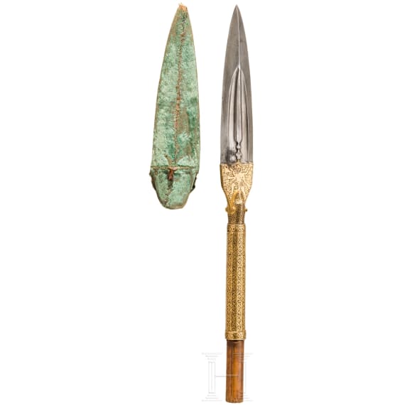 Goldtauschierter Speerkopf, Rajastan, um 1800