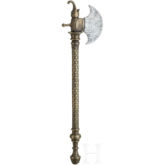 Tabar (Streitaxt) mit Bronzeschaft, S&uuml;dindien, um 1800