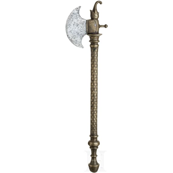 Tabar (Streitaxt) mit Bronzeschaft, S&uuml;dindien, um 1800