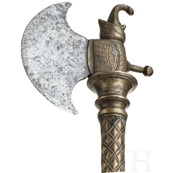 Tabar (Streitaxt) mit Bronzeschaft, S&uuml;dindien, um 1800
