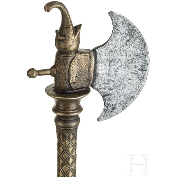 Tabar (Streitaxt) mit Bronzeschaft, S&uuml;dindien, um 1800