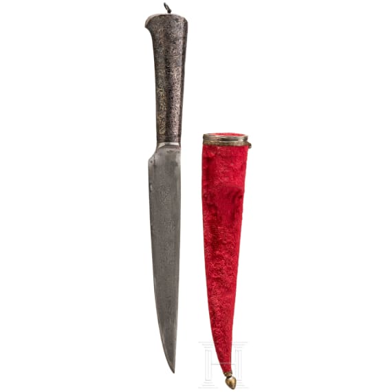 Kard mit nielliertem Silbergriff, Indien, um 1800