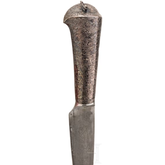Kard mit nielliertem Silbergriff, Indien, um 1800