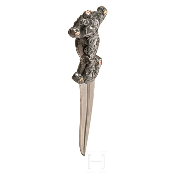Dolch mit schwerem Griff aus schwarzer Jade, Nordindien, 20. Jhdt.