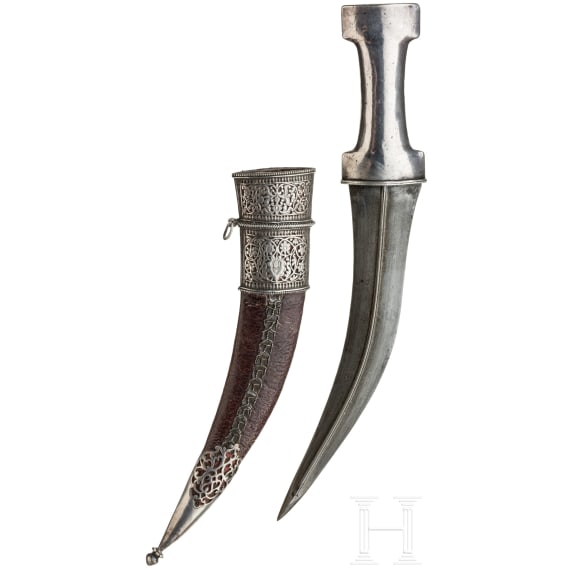 Silbermontierter Kandschar, Indien, 19. Jhdt.