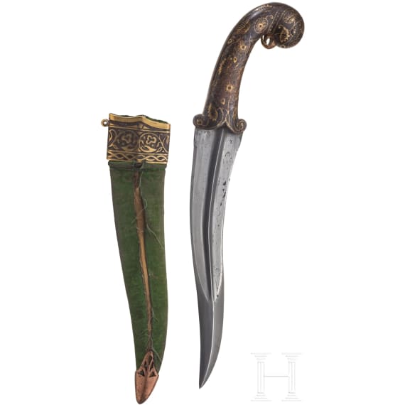 Khanjar mit Vogelkopfknauf, Indien, 19. Jhdt.