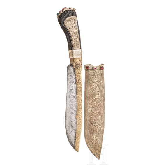 Messingeingelegtes Messer, Indien, um 1900