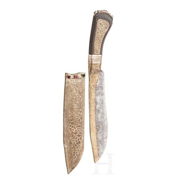 Messingeingelegtes Messer, Indien, um 1900