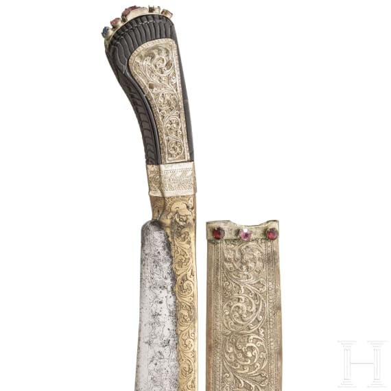 Messingeingelegtes Messer, Indien, um 1900