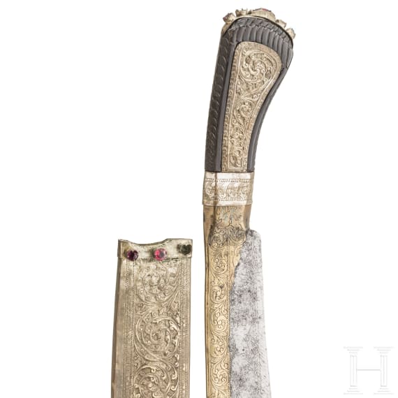Messingeingelegtes Messer, Indien, um 1900