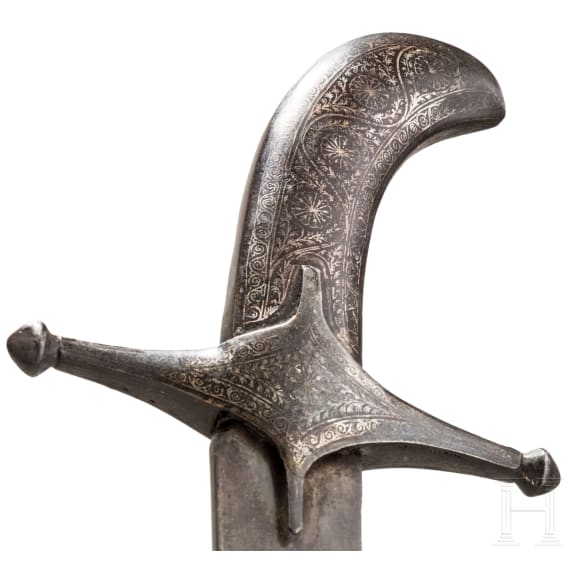 Shamshir mit silbertauschiertem Gef&auml;&szlig;, Nordindien, um 1800
