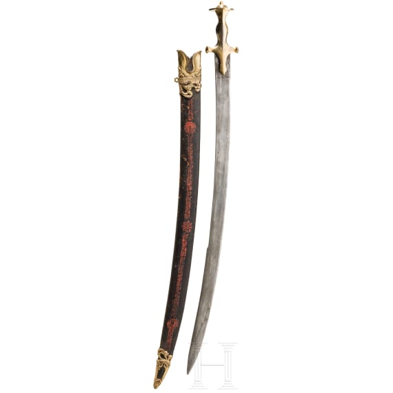 Tulwar mit vergoldetem Silbergef&auml;&szlig;, Indien, um 1800