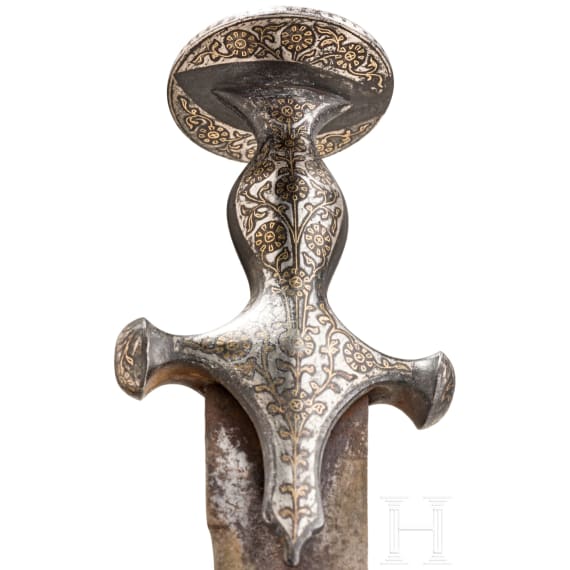 Tulwar mit gold- und silbertauschiertem Griff, Indien, um 1800