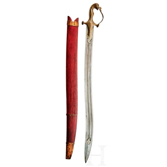 Goldtauschiertes Tegha, Indien, 20. Jhdt.