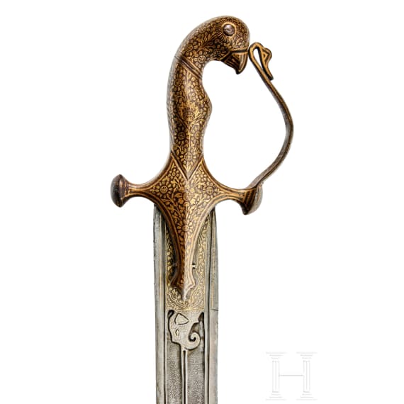 Goldtauschiertes Tegha, Indien, 20. Jhdt.