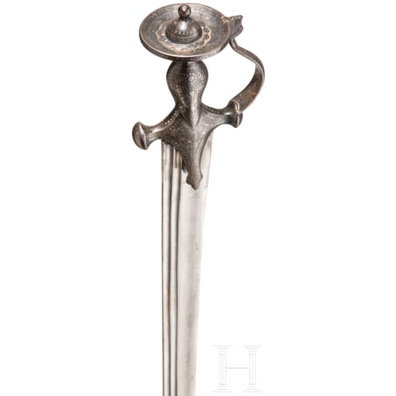 Sukhela mit silbertauschiertem Gef&auml;&szlig;, Indien, um 1800