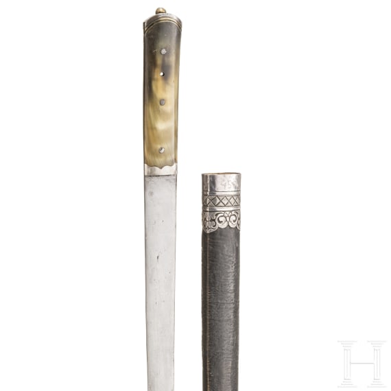 Silbermontiertes Messer, Tibet, um 1900