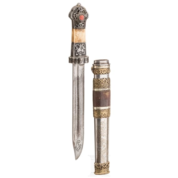 An iron-cut and brass-inlaid Tibetan lothi, 19th century