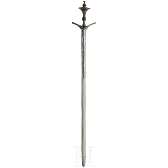 A Nepalese gold and silver-damascened khanda, 18th century
